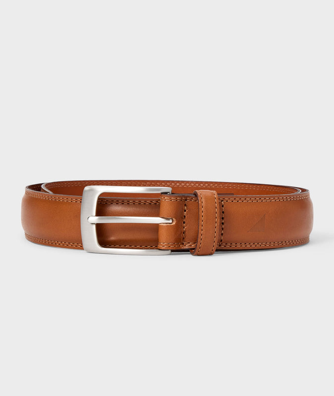 Double Stitch Leather Belt Amber Brown | UNTUCKit Canada