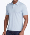 Model wearing a Blue Tipped Traveler Polo with COOLMAX®