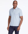 Model wearing a Blue Tipped Traveler Polo with COOLMAX®