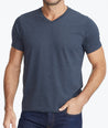 Model wearing a Dark Blue The Ultrasoft V-Neck Tee