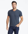 Model wearing a Dark Blue The Ultrasoft V-Neck Tee