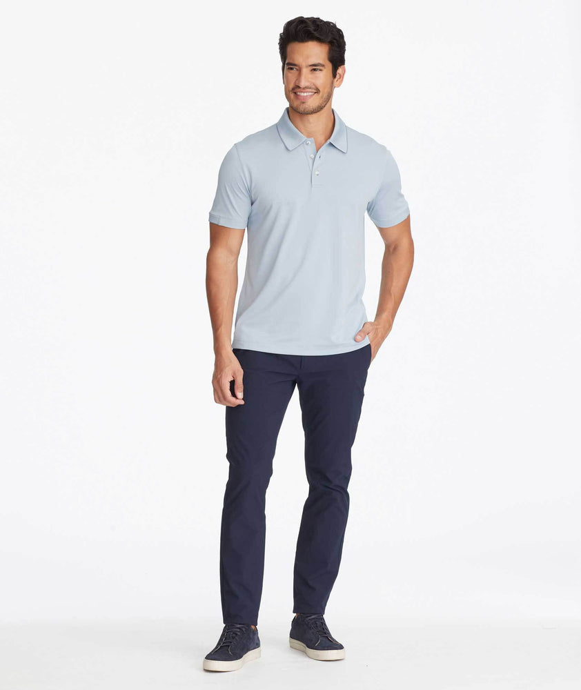 Model wearing a Navy Traveler Pants