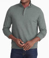 Model wearing a Mid Green Quater-Zip Sweatshirt
