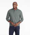Model wearing a Mid Green Quater-Zip Sweatshirt