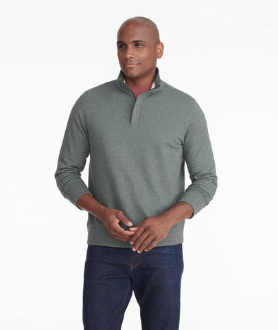 Model wearing a Mid Green Quater-Zip Sweatshirt