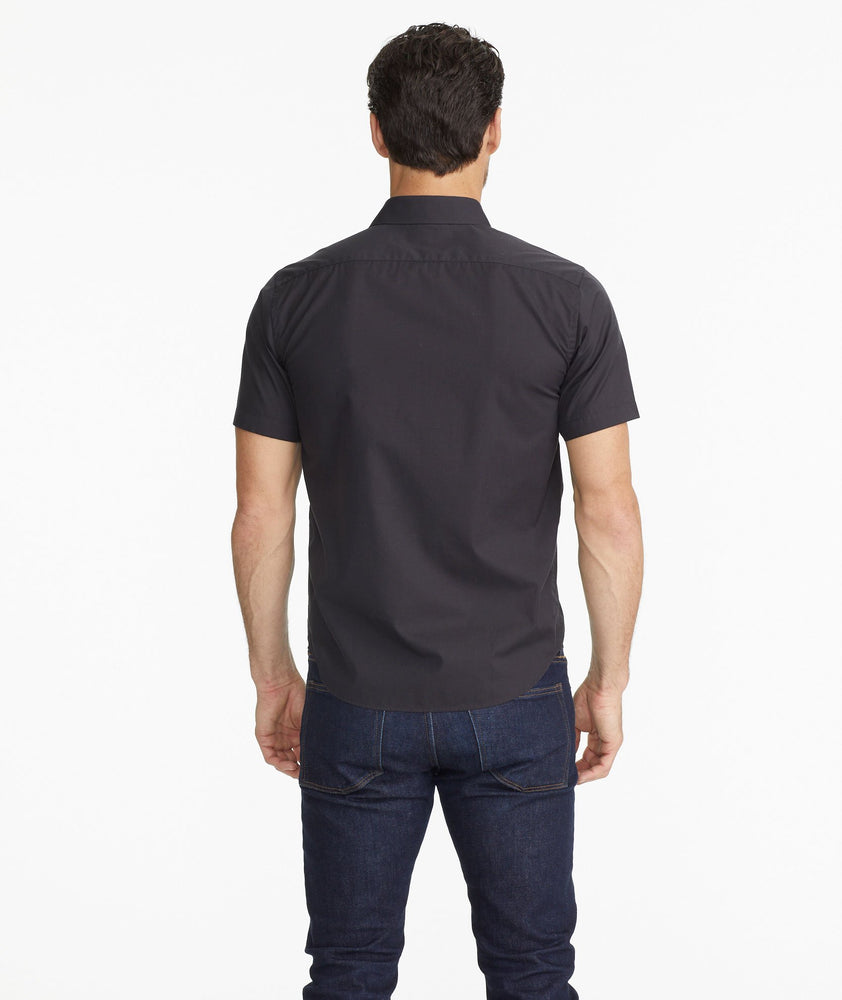 Model wearing a Black Classic Short-Sleeve Coufran Shirt