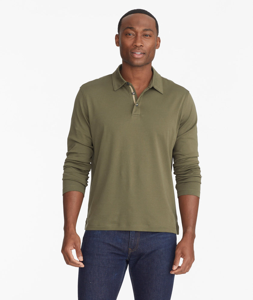 Wrinkle-Free Damaschino Long-Sleeve Polo