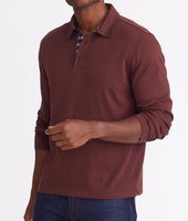 Wrinkle-Free Damaschino Long-Sleeve Polo with Contrast Placket 1