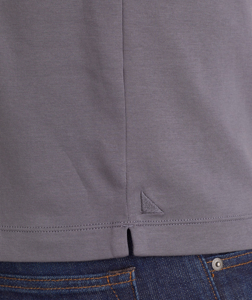 Wrinkle-Free Damaschino Long-Sleeve Polo with Contrast Placket