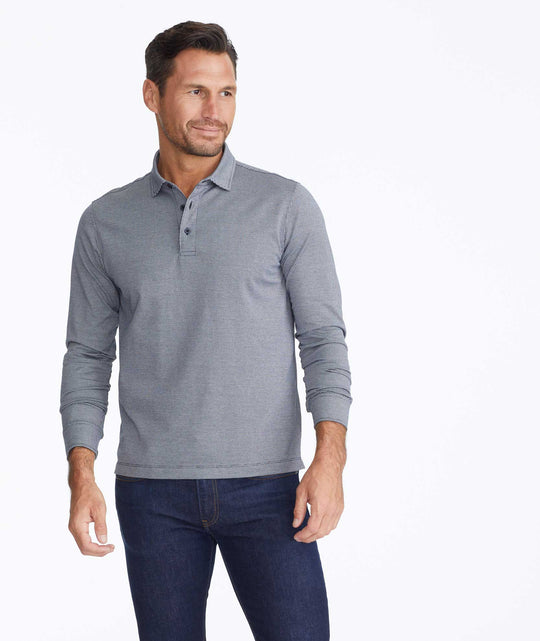 Wrinkle-Free Damaschino Birdseye Long-Sleeve Polo - FINAL SALE