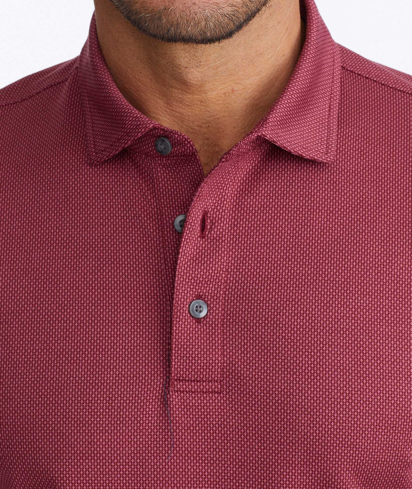 Model wearing a Wrinkle-Free Damaschino Birdseye Long-Sleeve Polo - FINAL SALE