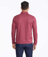 Model wearing a Red Wrinkle-Free Damaschino Birdseye Long-Sleeve Polo