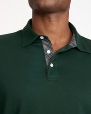 Wrinkle-Free Damaschino Long-Sleeve Polo with Contrast Placket - FINAL SALE Zoom