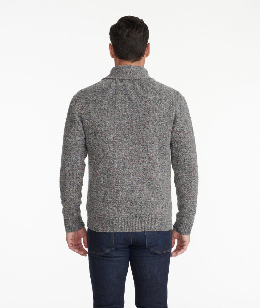 Model wearing a Dark Grey Wool Blend Cardigan