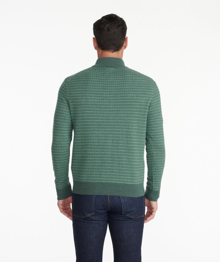 Model wearing a Green Merino Wool Mockneck Sweater