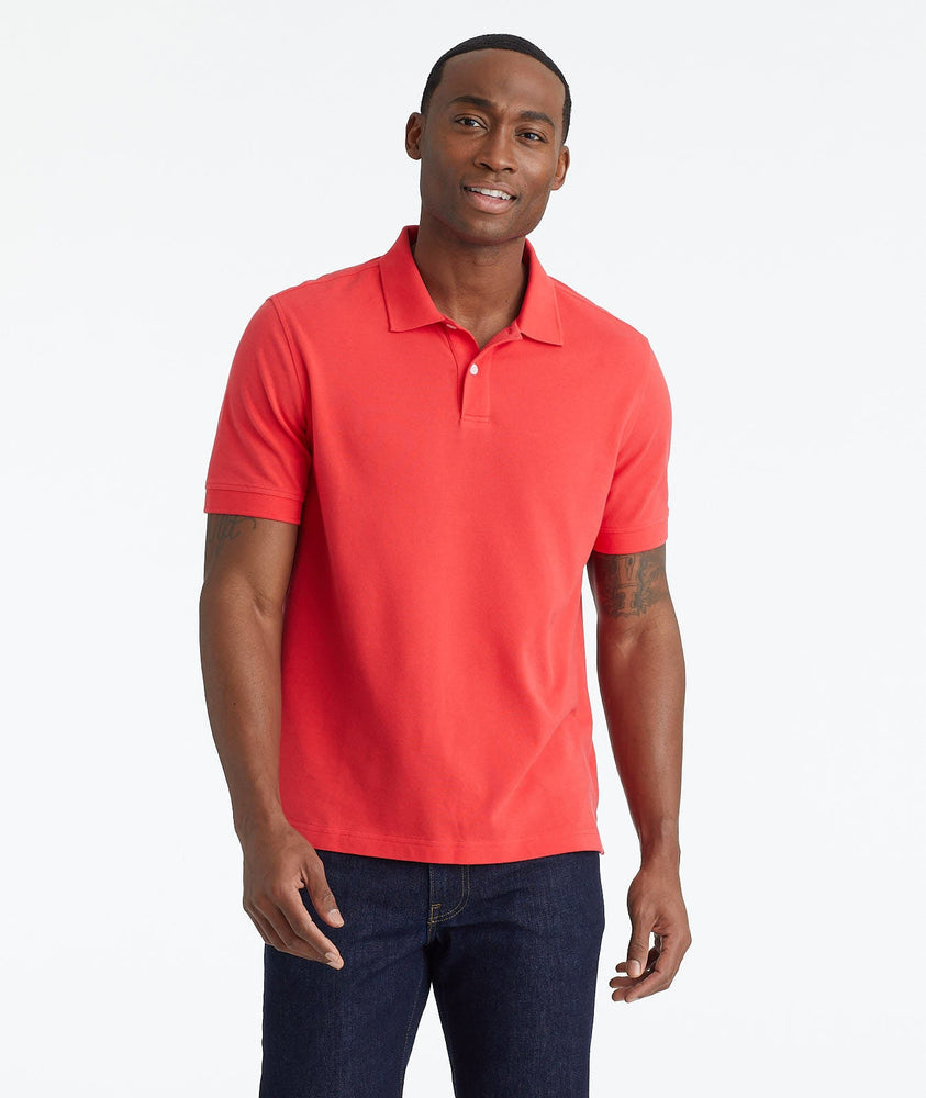 Model wearing a Light Red Cotton Pique Polo