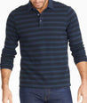 Model wearing a Striped Long-Sleeve Polo