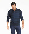 Model wearing a Striped Long-Sleeve Polo