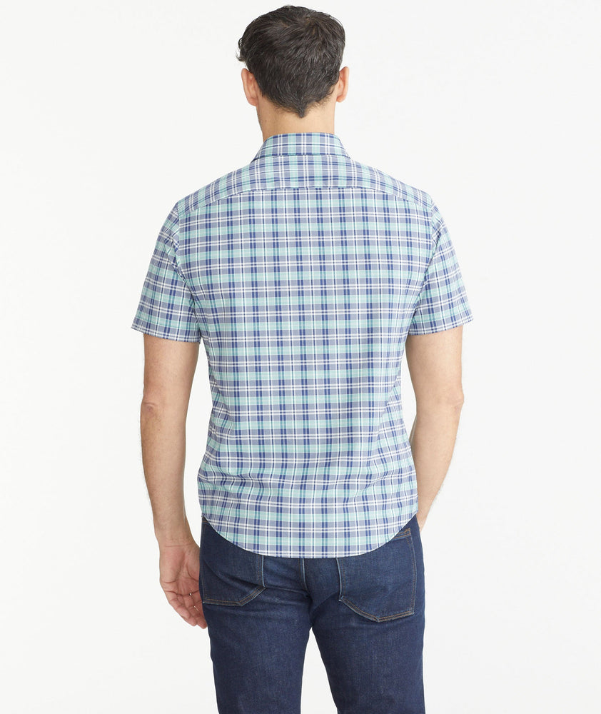 Wrinkle-Free Performance Short-Sleeve Henderson Shirt Navy & Teal