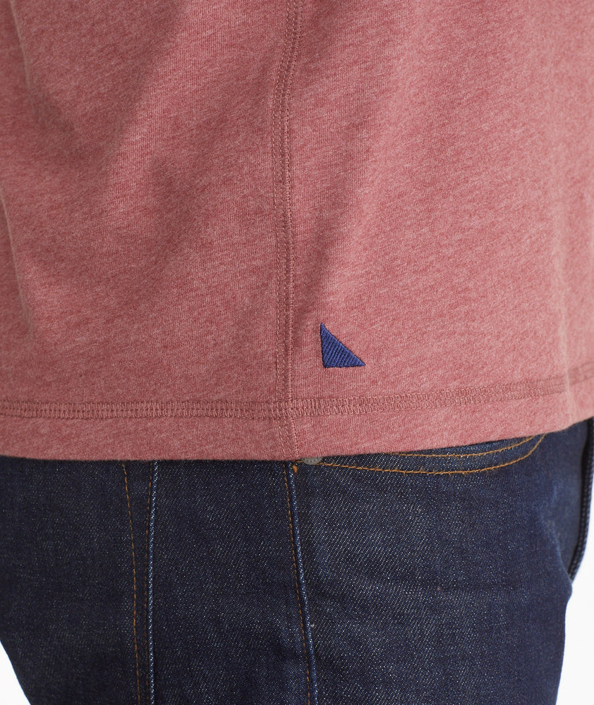 Model wearing a Dark Red The Ultrasoft Short-Sleeve Henley