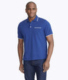 Model wearing a Dark Blue Bar Harbor Tipped Pique Polo