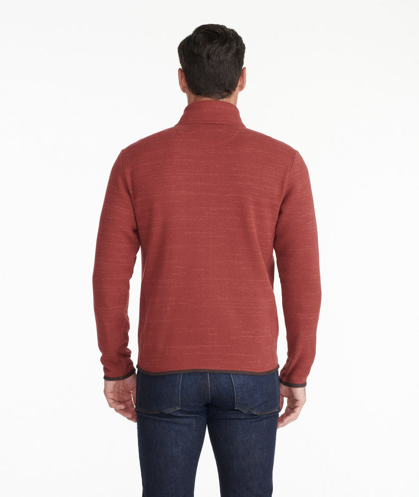 Model wearing a Red Supersoft Full-Zip Fleece