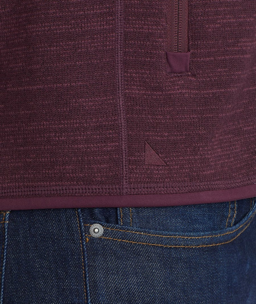 Model wearing a Dark Red Fleece Full-Zip