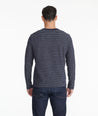 Model wearing a Navy Striped Long-Sleeve Tee
