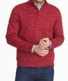 Model wearing a Red Heathered Henley Sweatshirt