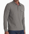 Model wearing a Dark Grey Heavyweight Long-Sleeve Polo