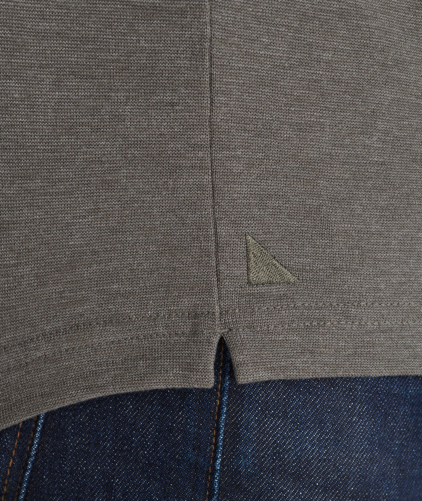 Model wearing a Dark Grey Heavyweight Long-Sleeve Polo