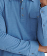 Model wearing a Blue Heavyweight Long-Sleeve Polo