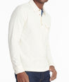 Model wearing a White Heavyweight Long-Sleeve Polo