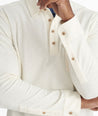 Model wearing a White Heavyweight Long-Sleeve Polo