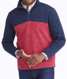 Model wearing a Red Colorblock Fleece Quarter-Zip