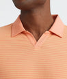 Model wearing a Orange Johnny Collar Polo