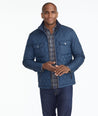 Model wearing a Navy Quilted City Jacket