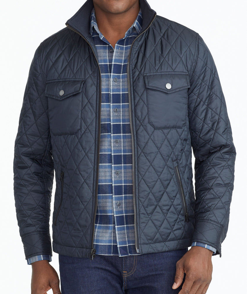 Model wearing a Dark Grey Quilted City Jacket