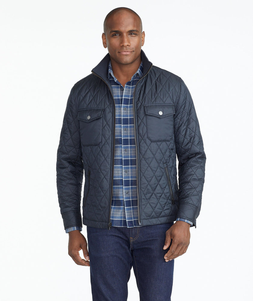 Model wearing a Dark Grey Quilted City Jacket