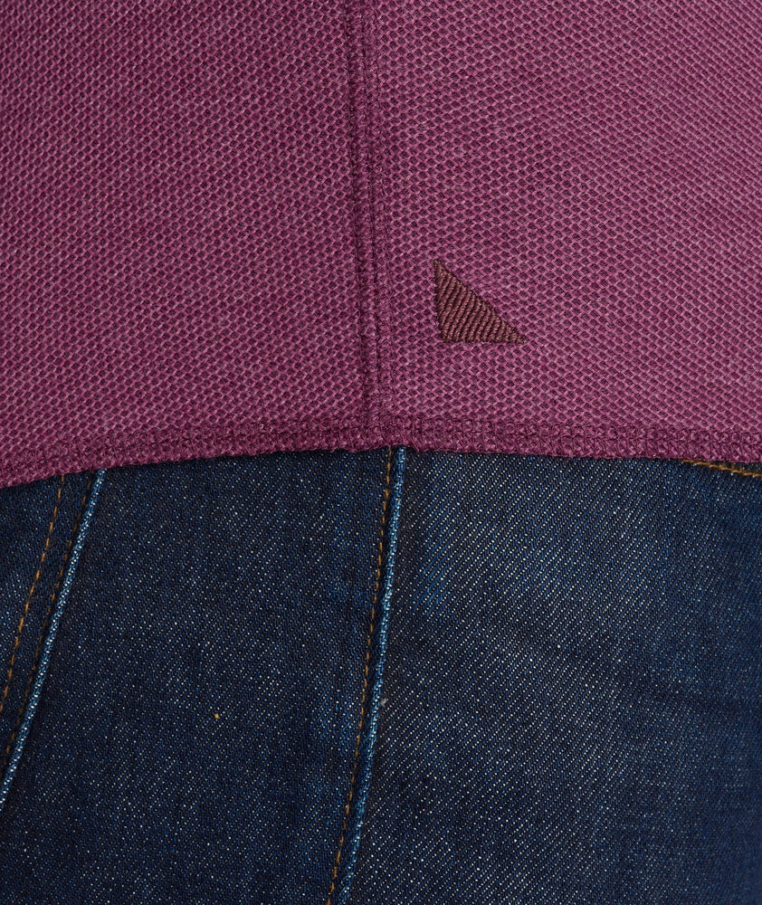 Model wearing a Purple Textured Long-Sleeve Henley