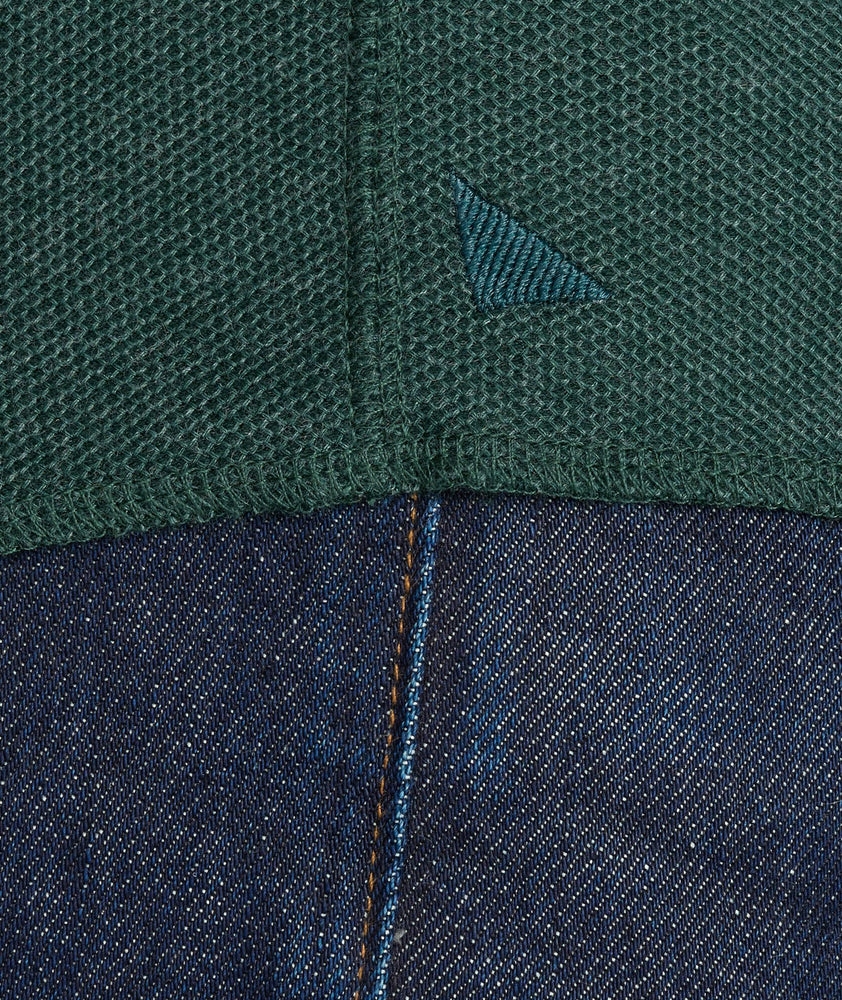 Model wearing a Green Textured Long-Sleeve Henley