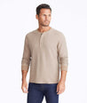 Model wearing a Tan Textured Long-Sleeve Henley