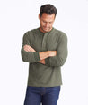 Model wearing a Dark Green Textured Long-Sleeve Henley