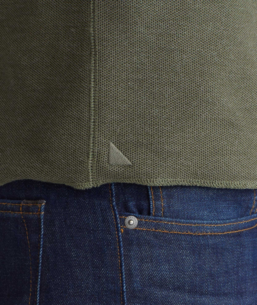 Model wearing a Dark Green Textured Long-Sleeve Henley