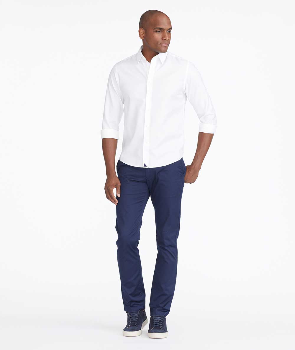 Navy blue chinos and white shirt hot sale