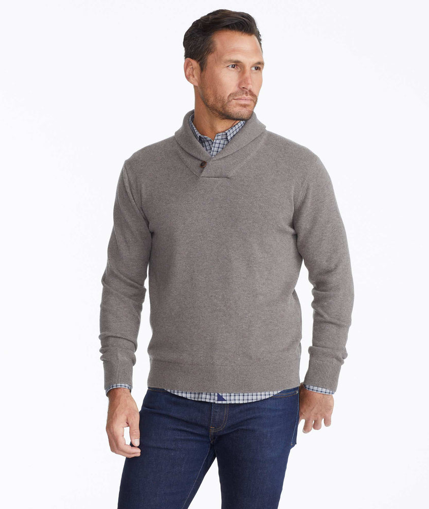 Model wearing a Shawl Collar Sweater