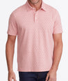 Model wearing a Pink Wrinkle-Free Polo with Williams Print