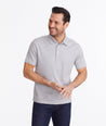 Model wearing a Grey Wrinkle-Free Polo with Williams Print