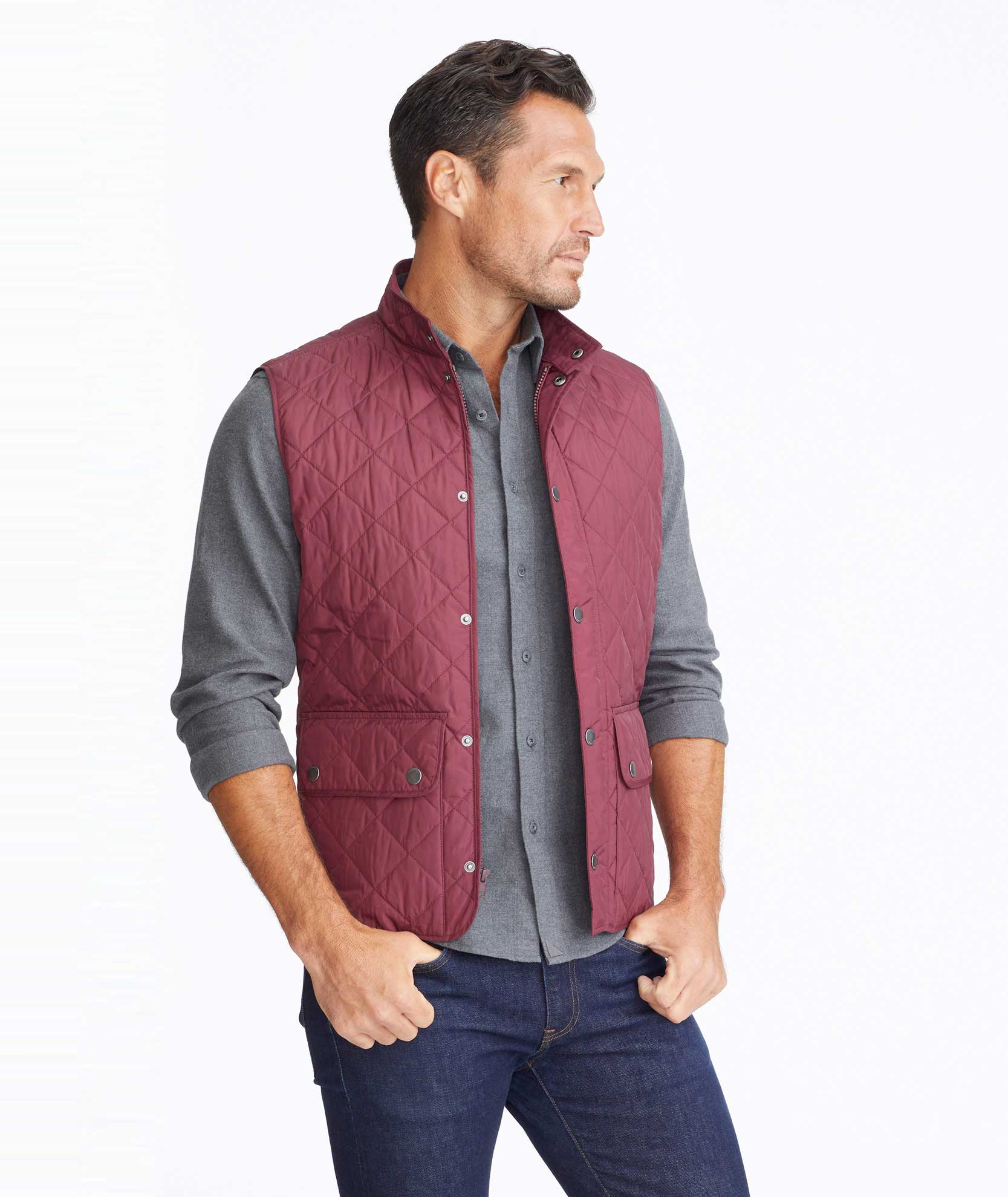 Quilted Field Vest Burgundy UNTUCKit Canada