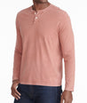 Model wearing a Light Red Long-Sleeve Pima Cotton Henley